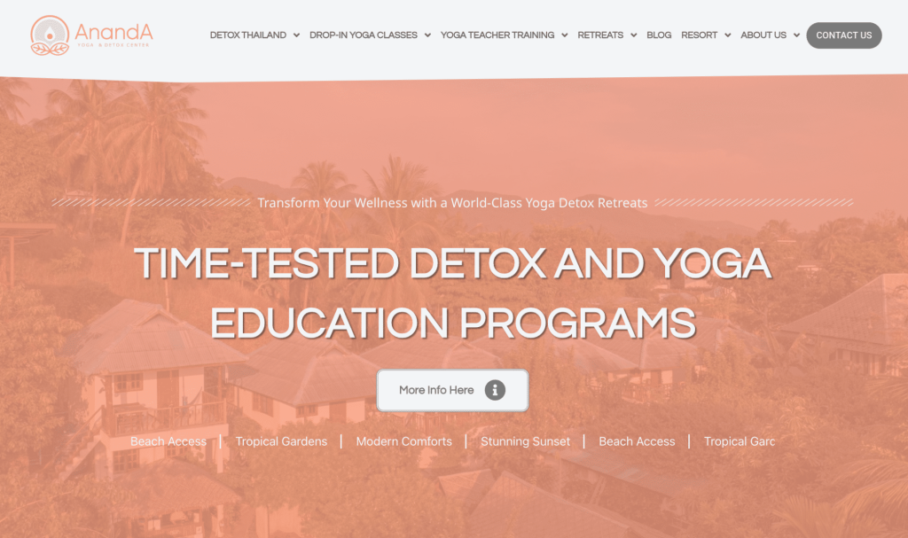 Ananda Yoga Detox Center website
